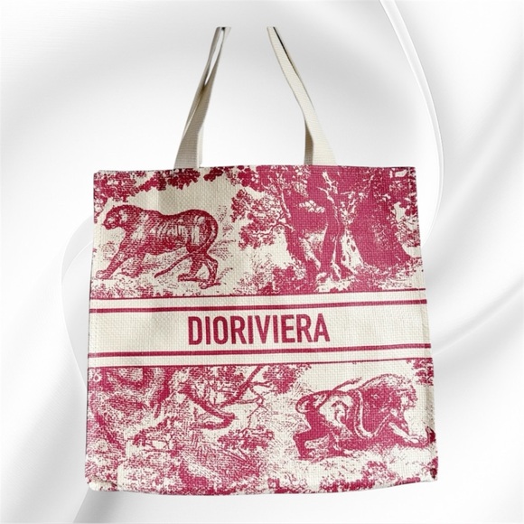 Dior Beauty Dioriviera Straw Makeup Tote Bag- Red - Picture 1 of 7